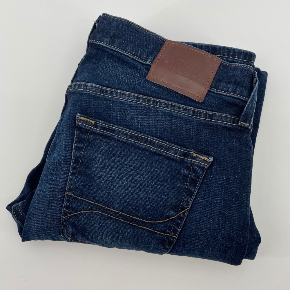 Hollister Epic Flex Slim Straight Jeans Mens 31x32 Dark Wash Blue Denim